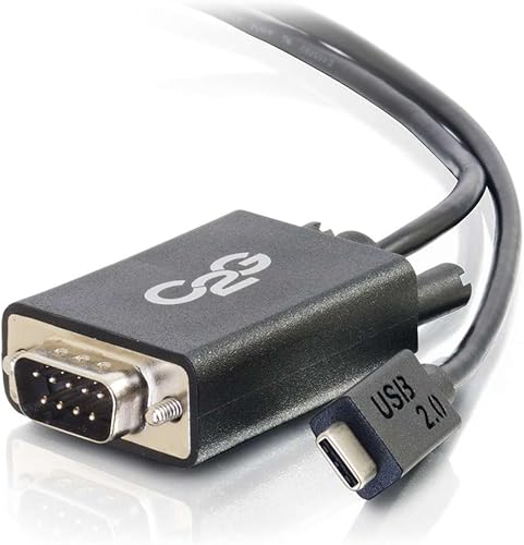 C2G Adaptador USB, USB 2.0, cable adaptador USB C a DB9, negro, 3.28 pies (3.3 ft), Cables to Go 29470