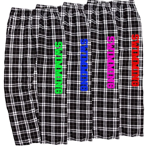 Swimming Black White Lounge Flannel Pant with Pockets