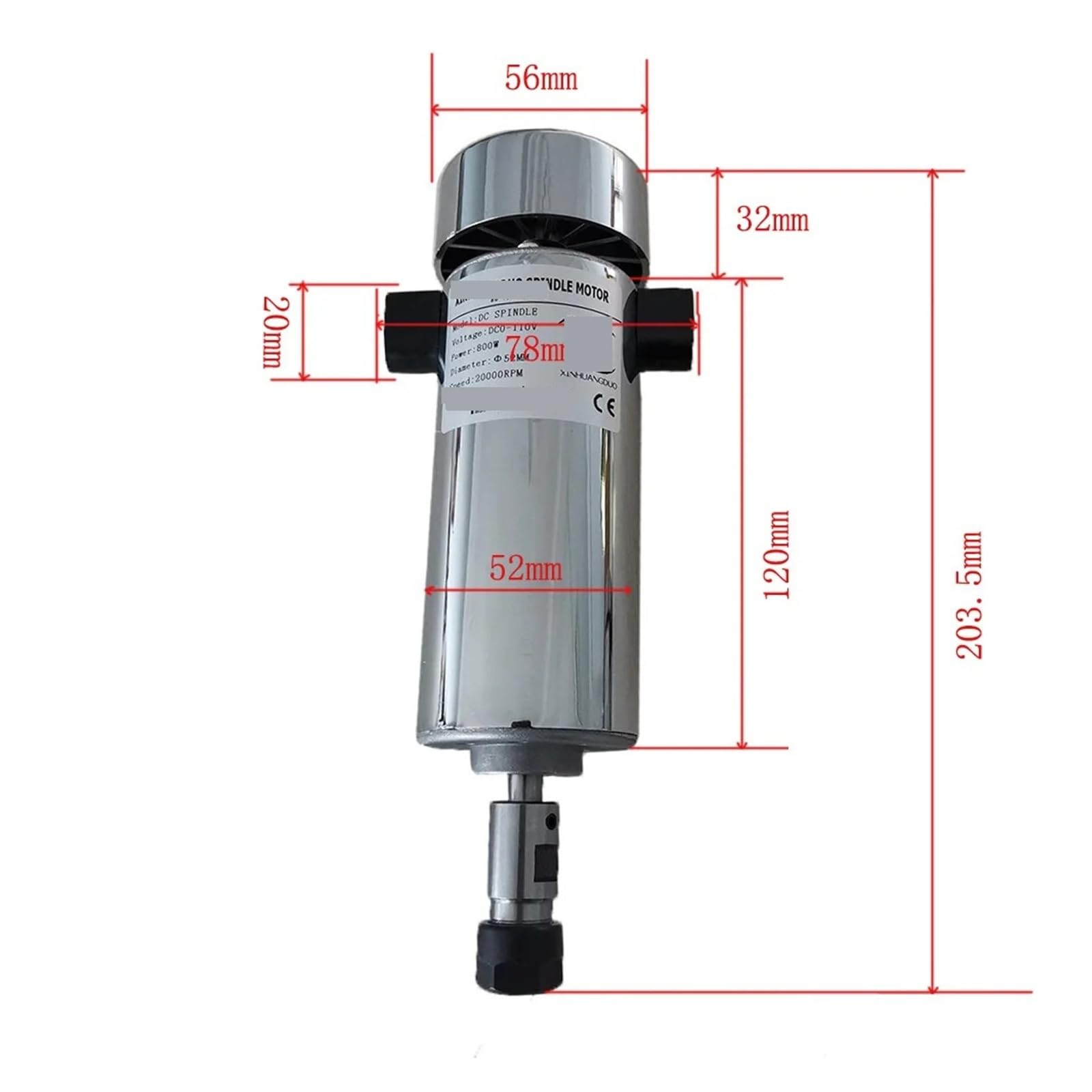 Zestaw silnika wrzeciona CNC chłodzony powietrzem 0,8 kW DC110V 20000 obr./min ER11/ Chuck 800 W silnik + regulator prędkości zasilacza do grawerowania do obróbki drewna(Model A)