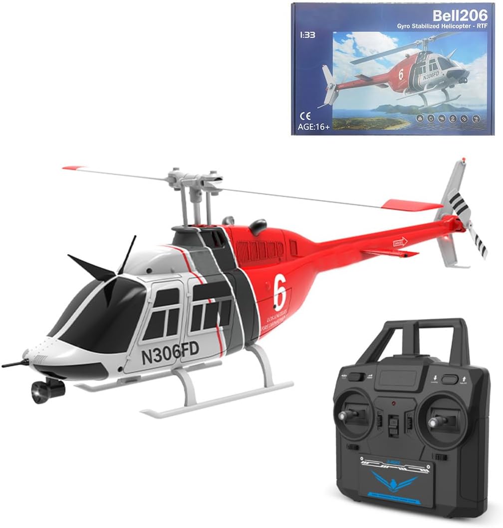 RC Helicopter, 1:33 RC C138 Remote Control 206 Helicopter 2.4G 6CH RC Airplane Military Aircraft Model, with Optical Flow Positioning Helicopter Indoor & Outdoor Games RC Flying -RTF