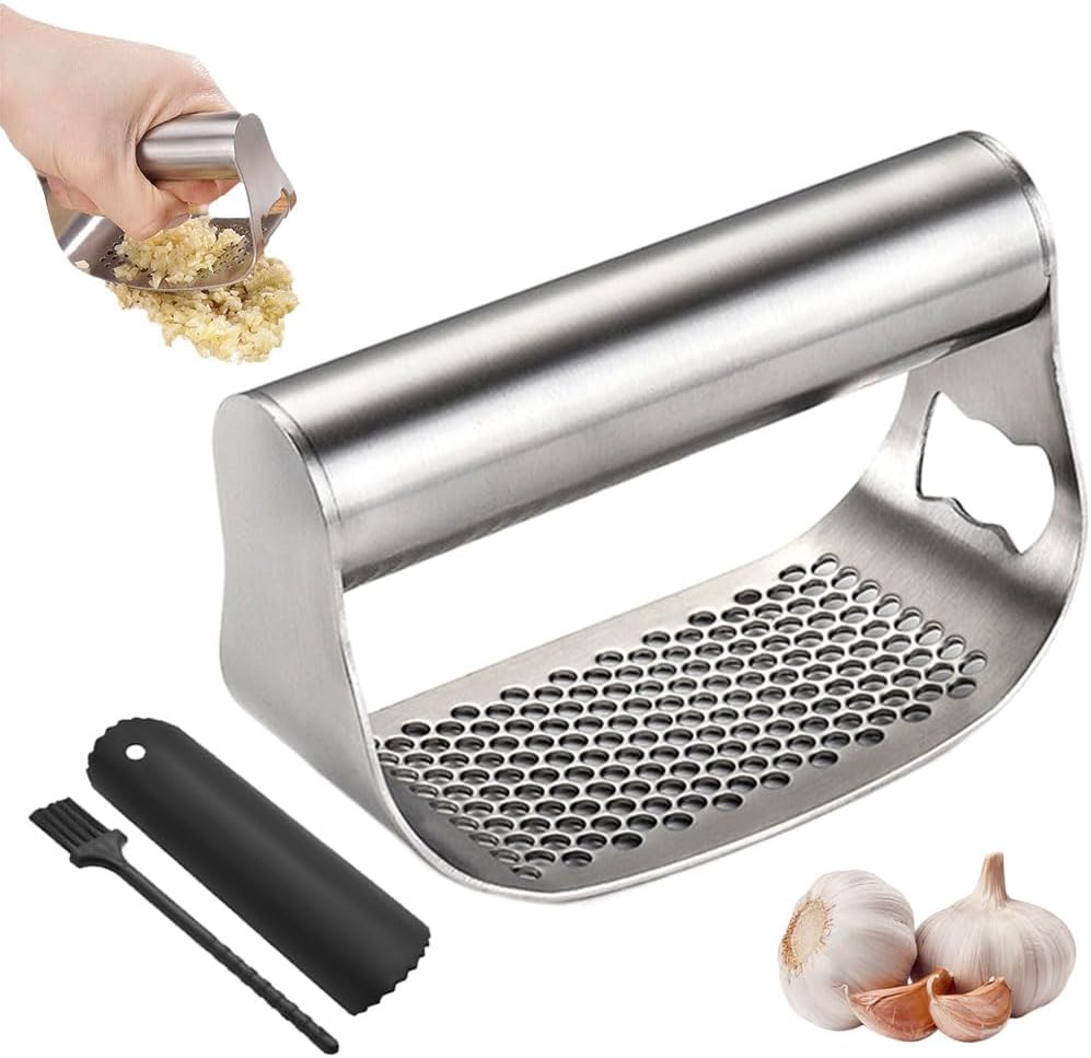 Stainless Steel Garlic Presser, 2024 New Garlic Press