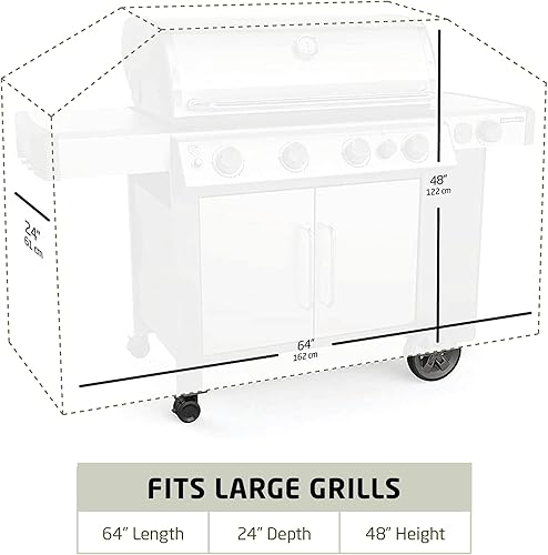 Miniatura 3 de Cubierta prémium para parrilla para todo tipo de clima, 64pulgadas, doble capa de tela oxford 600D, 100% impermeable, para parrilla a gas, con