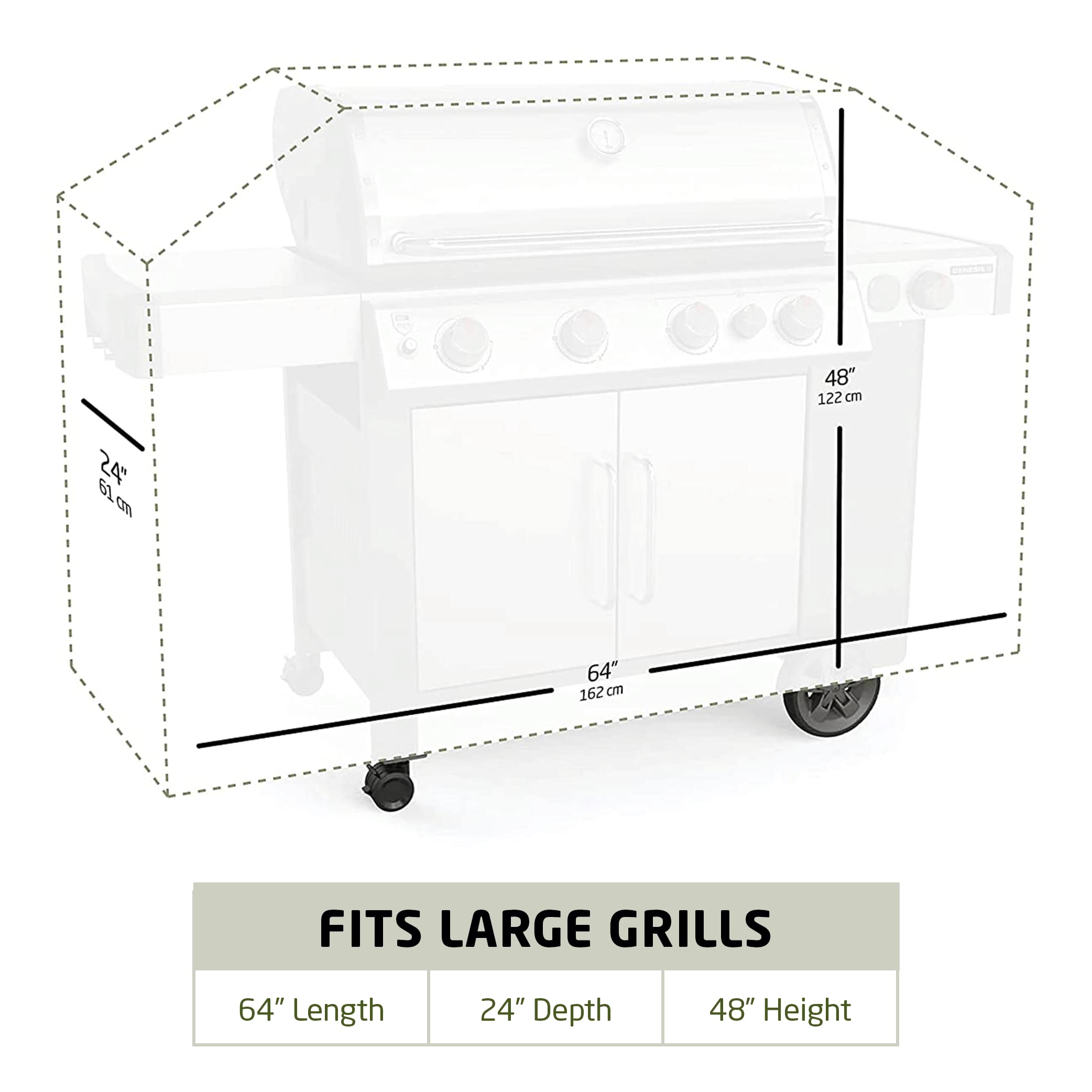 Zober BBQ Grill Cover 64 Inch Waterproof Double Layered Fits er