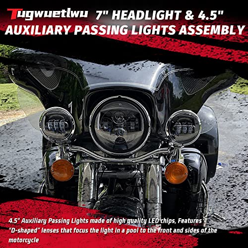 7" LED Headlight Compatible with Harley Road King Street Glide Electra Glide Ultra Limited With LED Passing Lamps Fog Lights and Bracket Mounting Ring by Tugwuetlwu - Used condition - Image 4