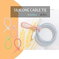 Vista 2 de 16 bridas de silicona reutilizables, multiusos, correas de cable de doble bloqueo, organizador de cables, para el hogar, oficina, cocina, escuela