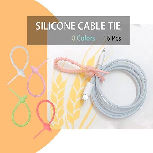 Miniatura 2 de 16 bridas de silicona reutilizables, multiusos, correas de cable de doble bloqueo, organizador de cables, para el hogar, oficina, cocina, escuela,