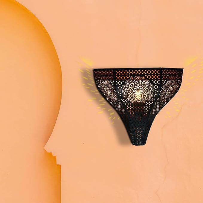 Marrakesch Marrakesch Orient & Mediterran Interior Set van 2 Marrakesh Oosterse lampen, wandlamp van metaal, wandlamp lamp Yaniv, zwart, 27 cm als wanddecoratie (zwart, 2) photo 2