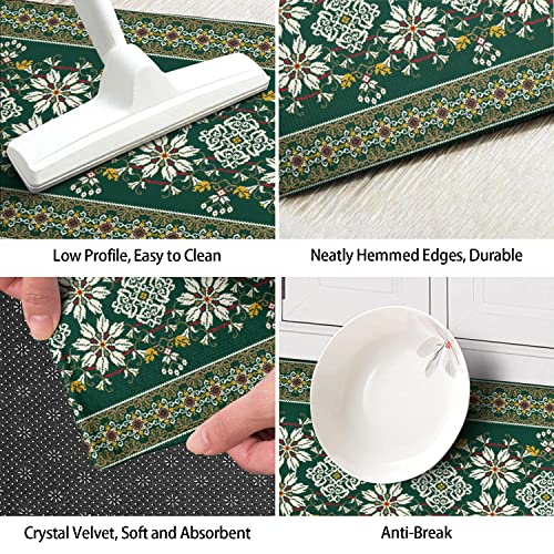 Ideasonna Green Kitchen Rugs Sets Of 2, Green Kitchen Mat Washable Non-Slip Kitchen Mats For Floor 2 Piece Green Kitchen Decor #TOP5