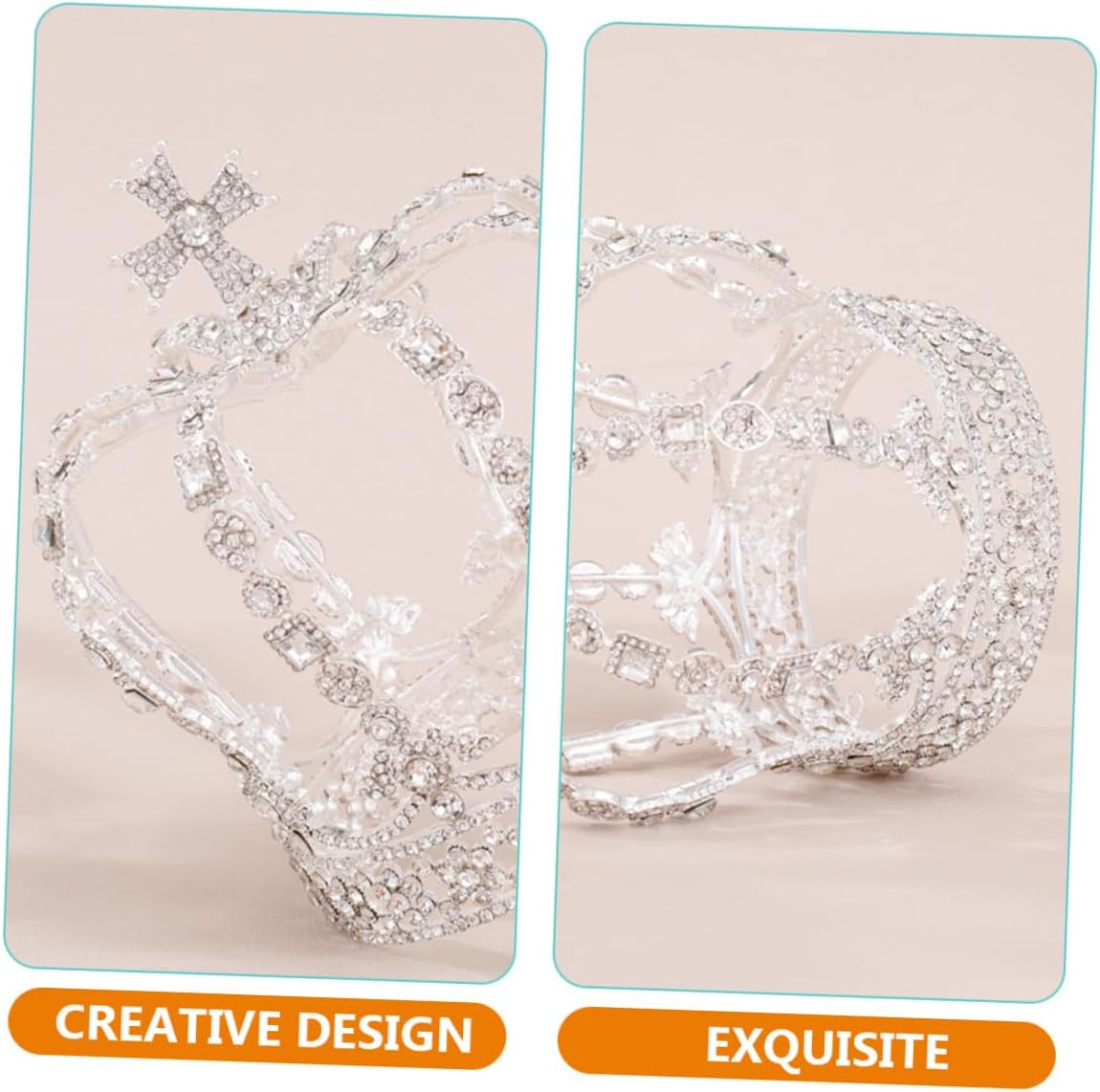 Yardwe Rhinestone Bridal Wedding Tiara Crown Elegant Bride Fairy Circlet Vintage Crystal Headpiece for Women Party and Ceremony