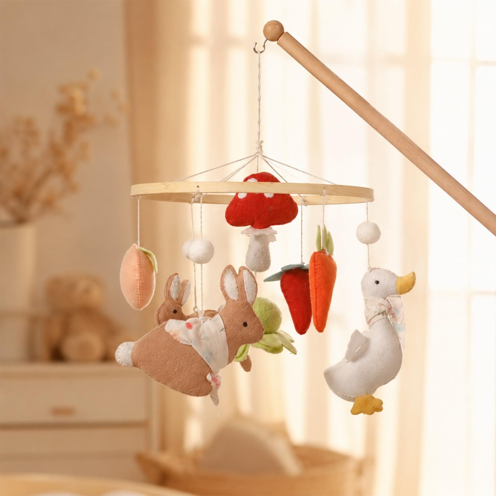Amagogo Giostrina con Ornamenti di Peluche Leggero Giocattolo Sensoriale da Appendere Sicuro per Culla Del, Foglia