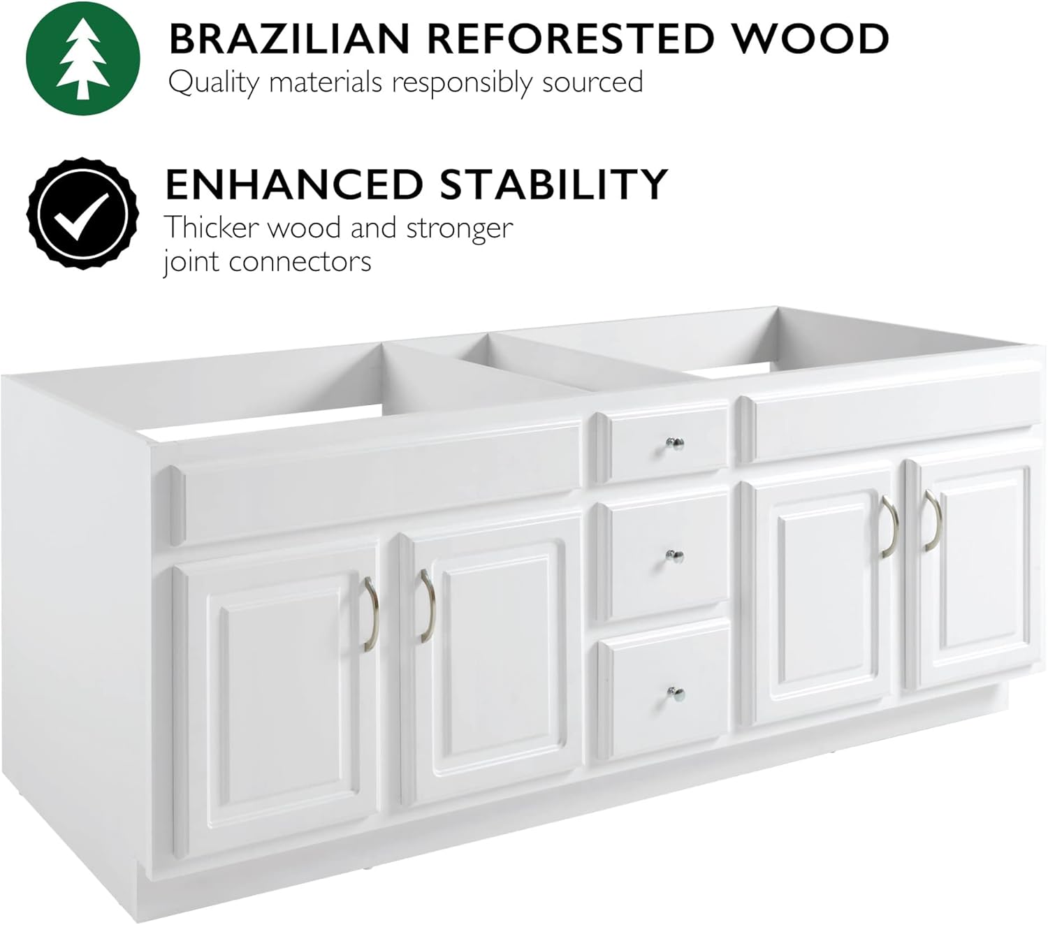 Design House Concord 72 Inch Bathroom Vanity, Ready to Assemble, Solid Wood, White – Design House, 541086