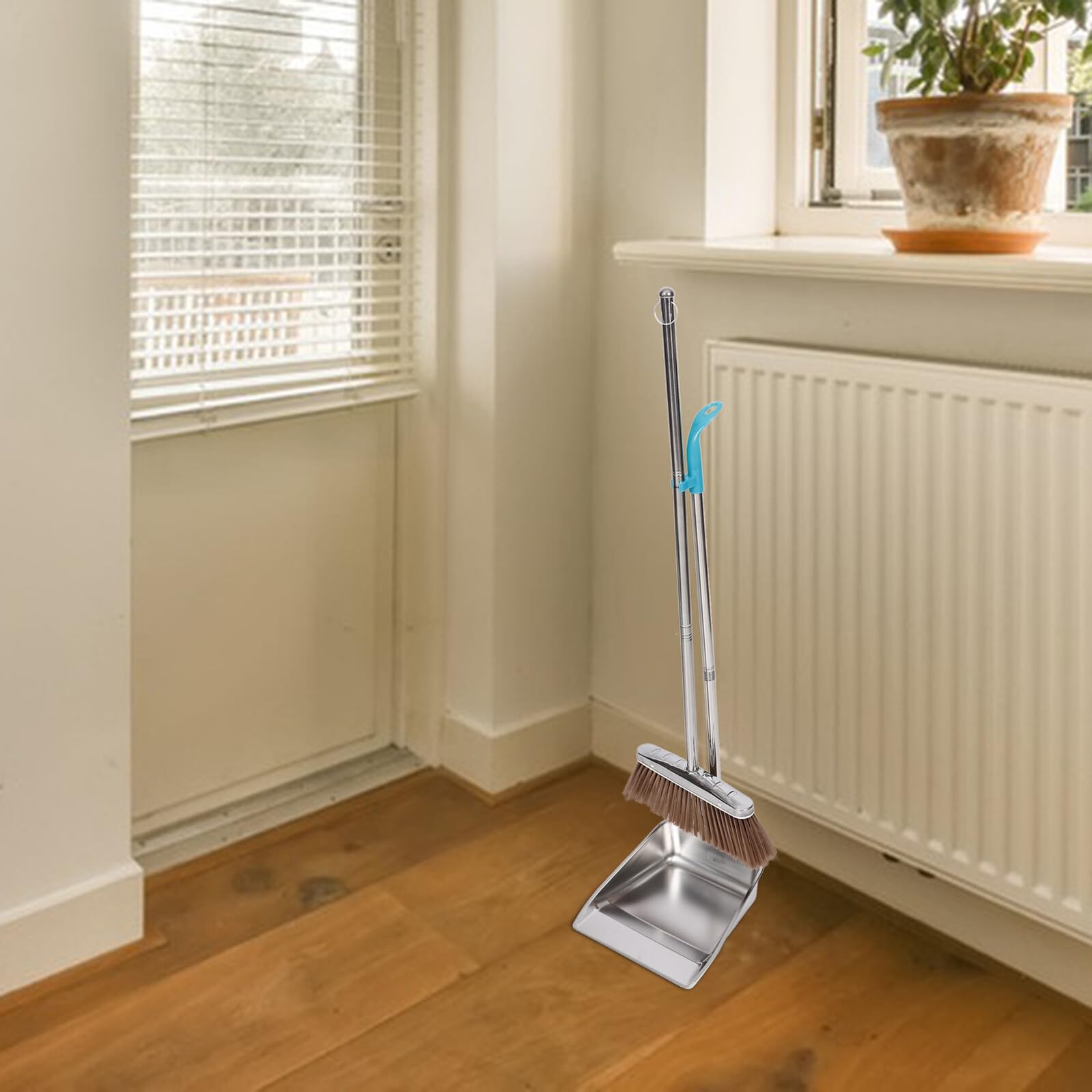 Toyvian Besen Und Kehrschaufel Satz Edelstahl Mit Langem Griff Ergonomisch Für Haushalt Zimmerreinigung Robuste Müllschaufel
