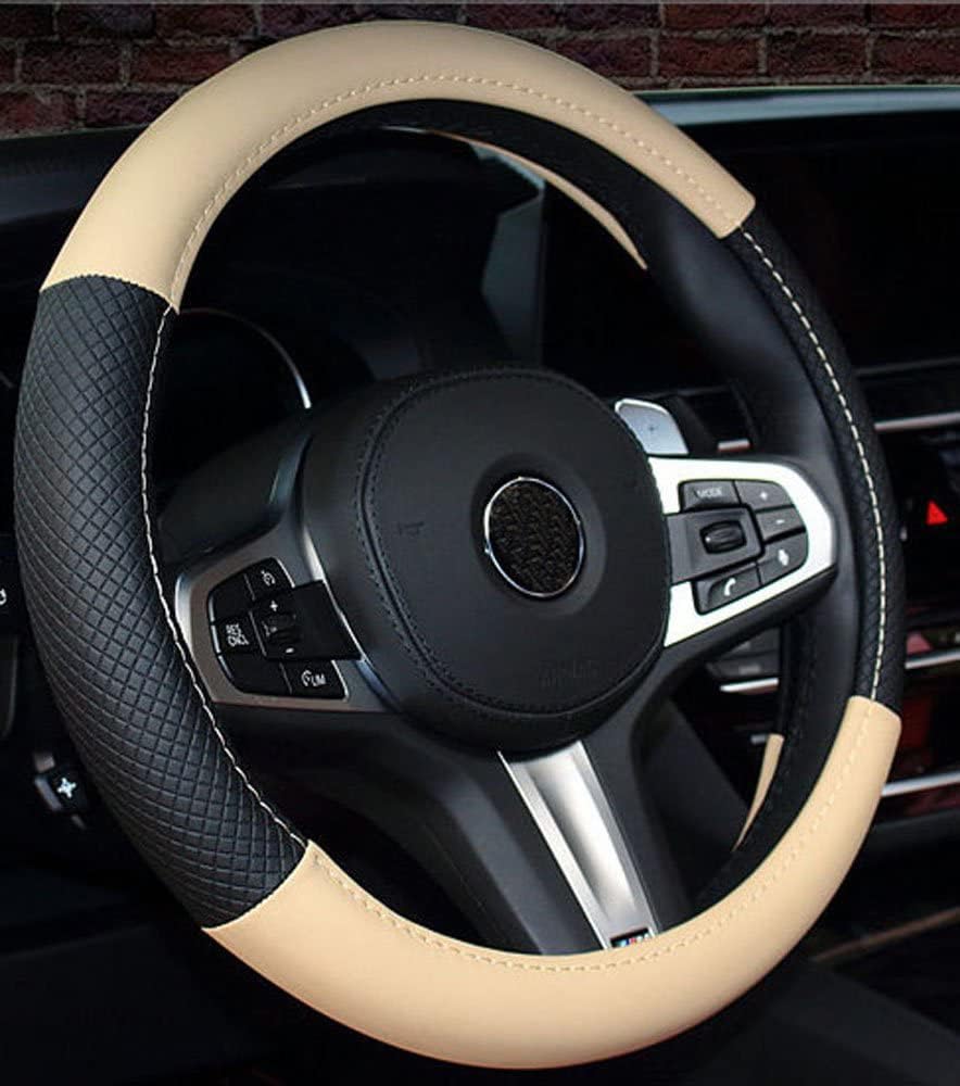 ISTN 2018 New Car Steering Wheel Cover Comfort Durability Safety Case (14.5''-15'', Beige)