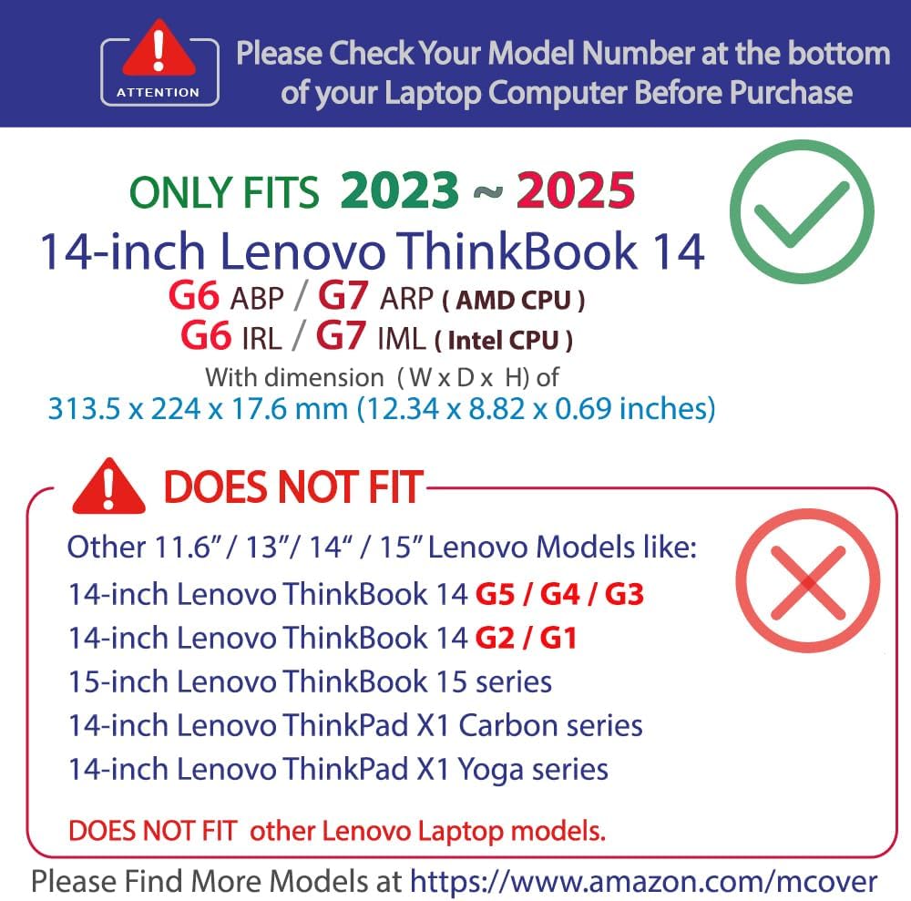 mCover Case ONLY Compatible for 2023~2025 14" Lenovo ThinkBook 14 G6 / G7 Series Windows Notebook PC (NOT Working with Other Lenovo Models) - Clear - Image 3