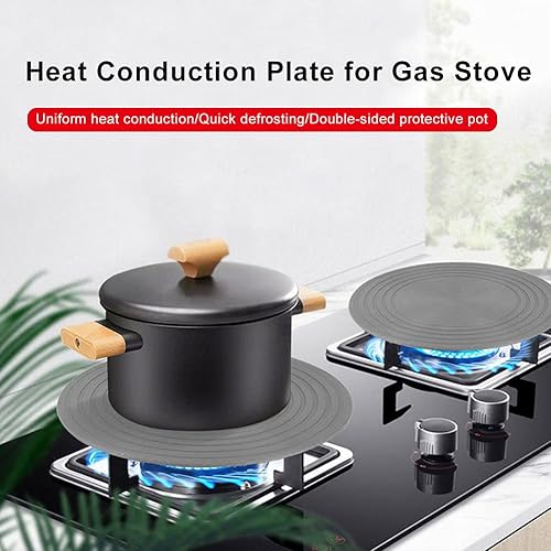 Miniatura 9 de CALIDAKA Difusor de calor – Difusor de inducción de aluminio de 9/11 pulgadas, anillo de protección de llama, anillo antiadherente para estufa