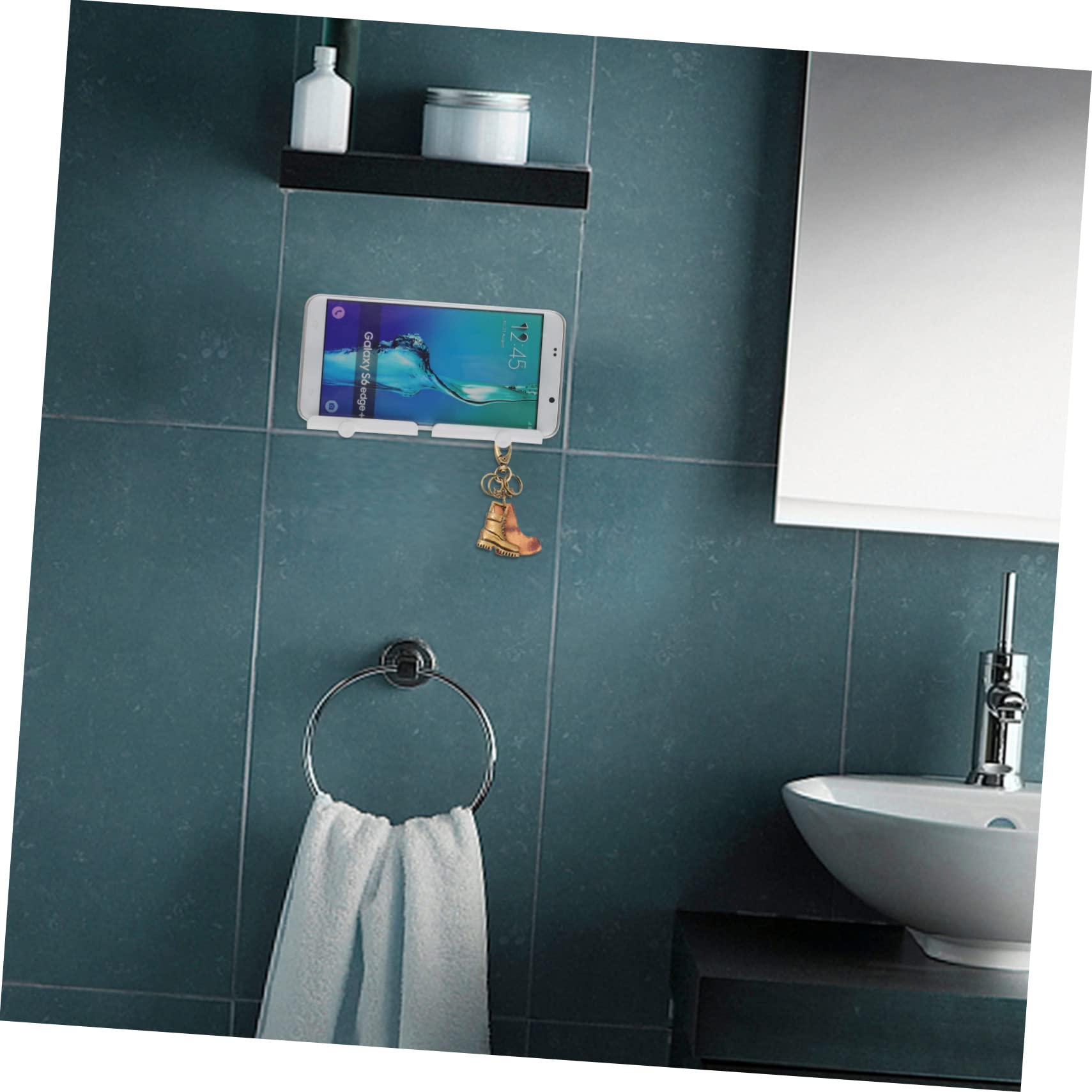HOMSFOU 8pezzi Supporto Da Parete Per Smartphone Adesivo Porta Telefono Da Carica Con Gancio Per Cucina Bagno e Ufficio e Pratico