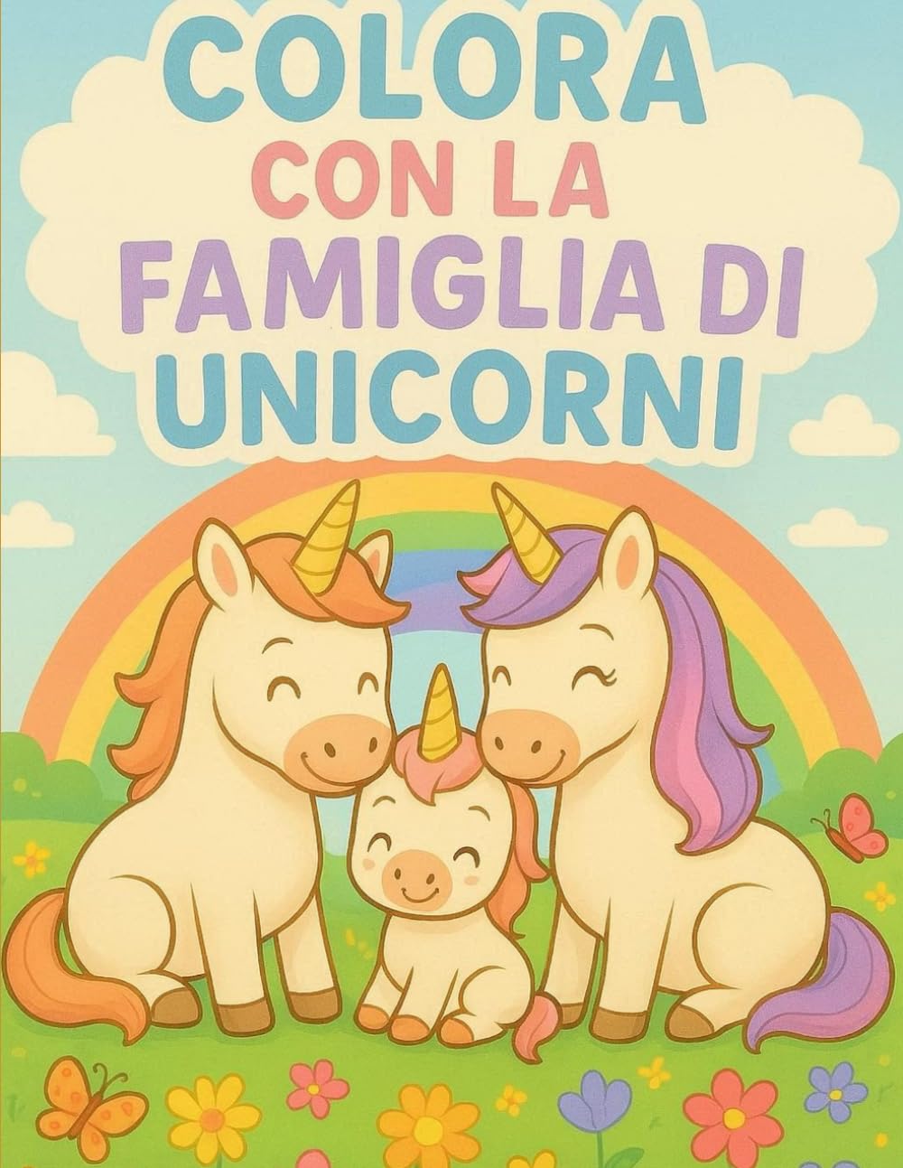 COLORA CON LA FAMIGLIA DI UNICORNI: Libro da colorare per bambini (3-6 anni): Grandi disegni di unicorni teneri e magici | Attività creativa per bambine e bambini in età prescolare