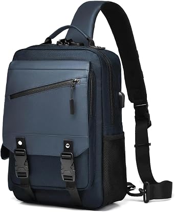 Sling Bag Large Capacity Crossbody Bag for Men Fits 15.6 Inch Laptop A4 Files with Anti Theft USB Port