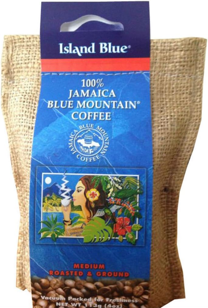 100% Blue Mountain Ground Coffee - Roasted Jamaican Blue Mountain Ground Coffee - 4oz