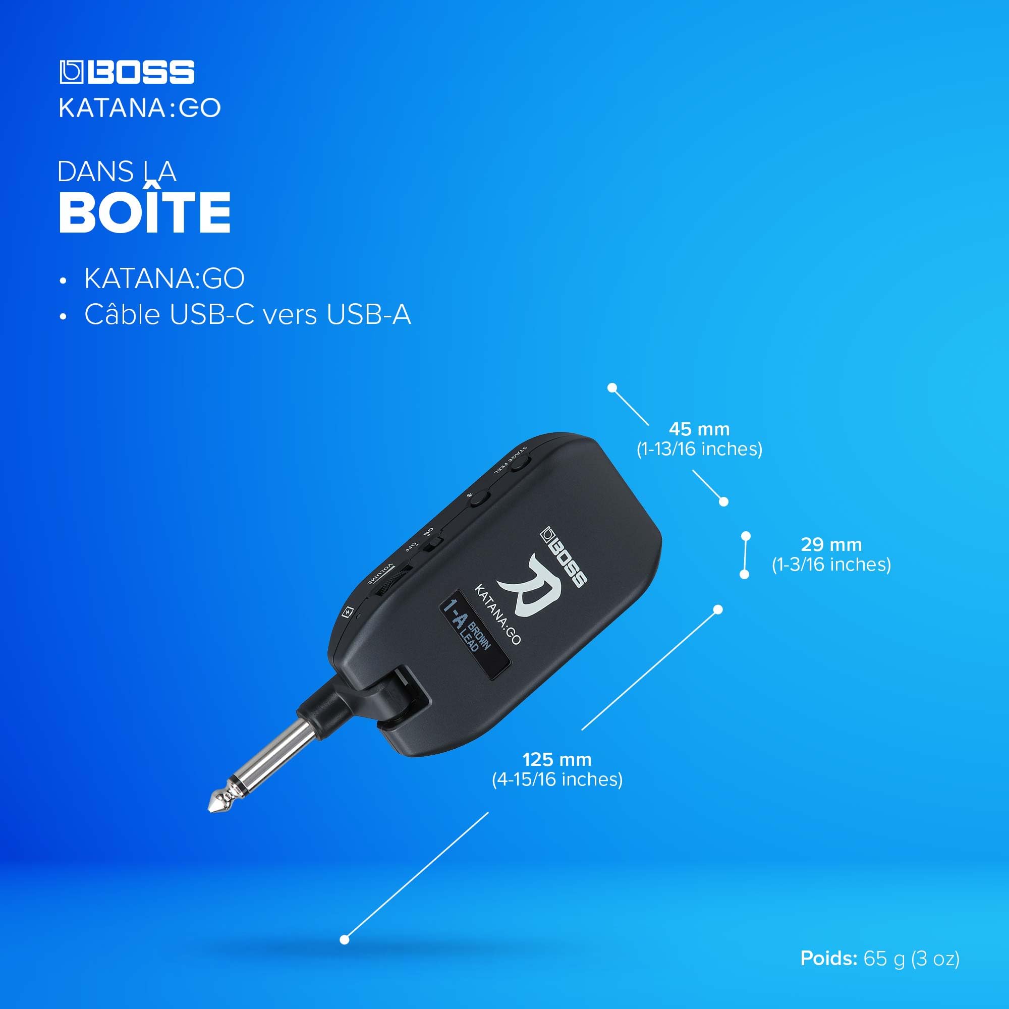 BOSS Katana:GO | Ampli-Casque Personnel pour Guitare & Basse | des Sons prêts à Jouer issus des amplis de scène Katana | Technologie de spatialisation évoluée