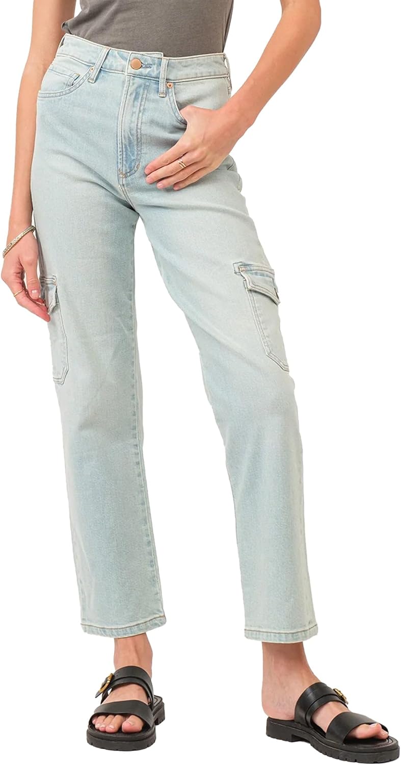 DEAR JOHN 90's Straight Leg Jeans for Women High Rise Ankle Length Comfort Stretch Denim