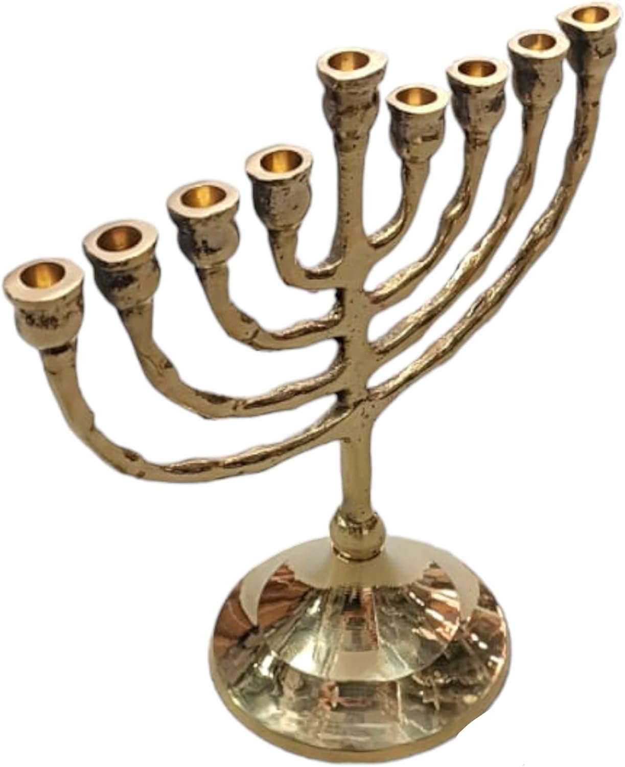 Chanukiah Chanukahs Hanukkah Hanukkia Hanukkiah Menorah Menora 6.5" Inch Height 9 Branches Brass Copper (Patina Blue)