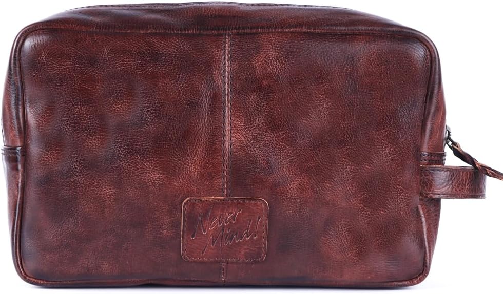 Never Mind Nmbgm137C Toiletry Vintage Handmade Genuine Cowhide Leather Women Bag Western Handbag Purse