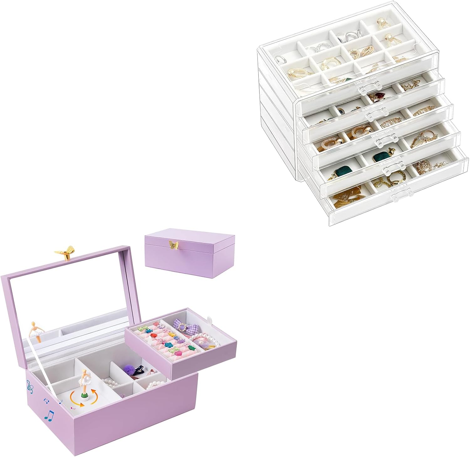 ProCase Earring Organizer Bundle with Musical Jewelry Box