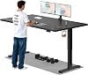 TRIUMPHKEY Height-Adjustable Desk 200 x 80 cm Electric Standing Desk with Dual Motor Touch Screen USB-A & Cable Management 25 mm One-Piece Table Top Ergonomic Office Table Black