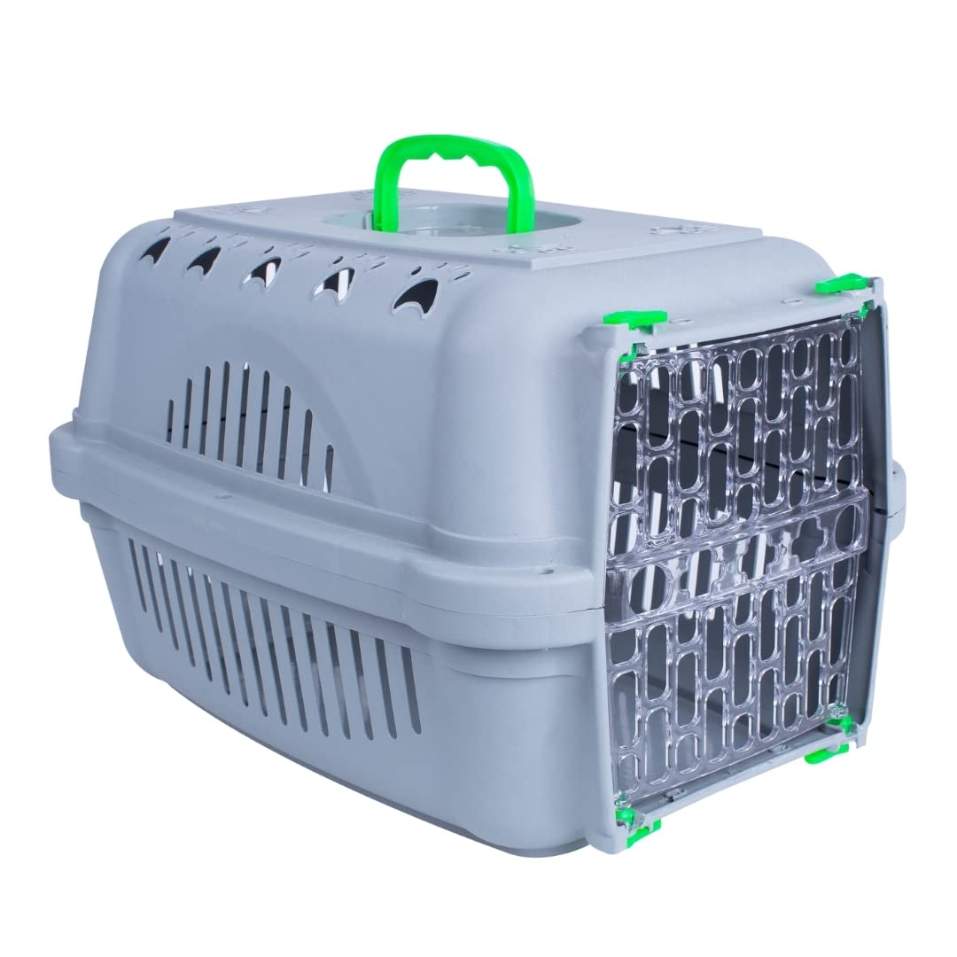 Caixa de Transporte para Cachorros e Gatos N.2 Neon Verde, Transporte Pet Falcon