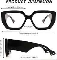 Vista 4 de Thick Frame Blue Light Glasses for Women Men,Square Computer Gaming Eyeglasses Anti Eyestrain