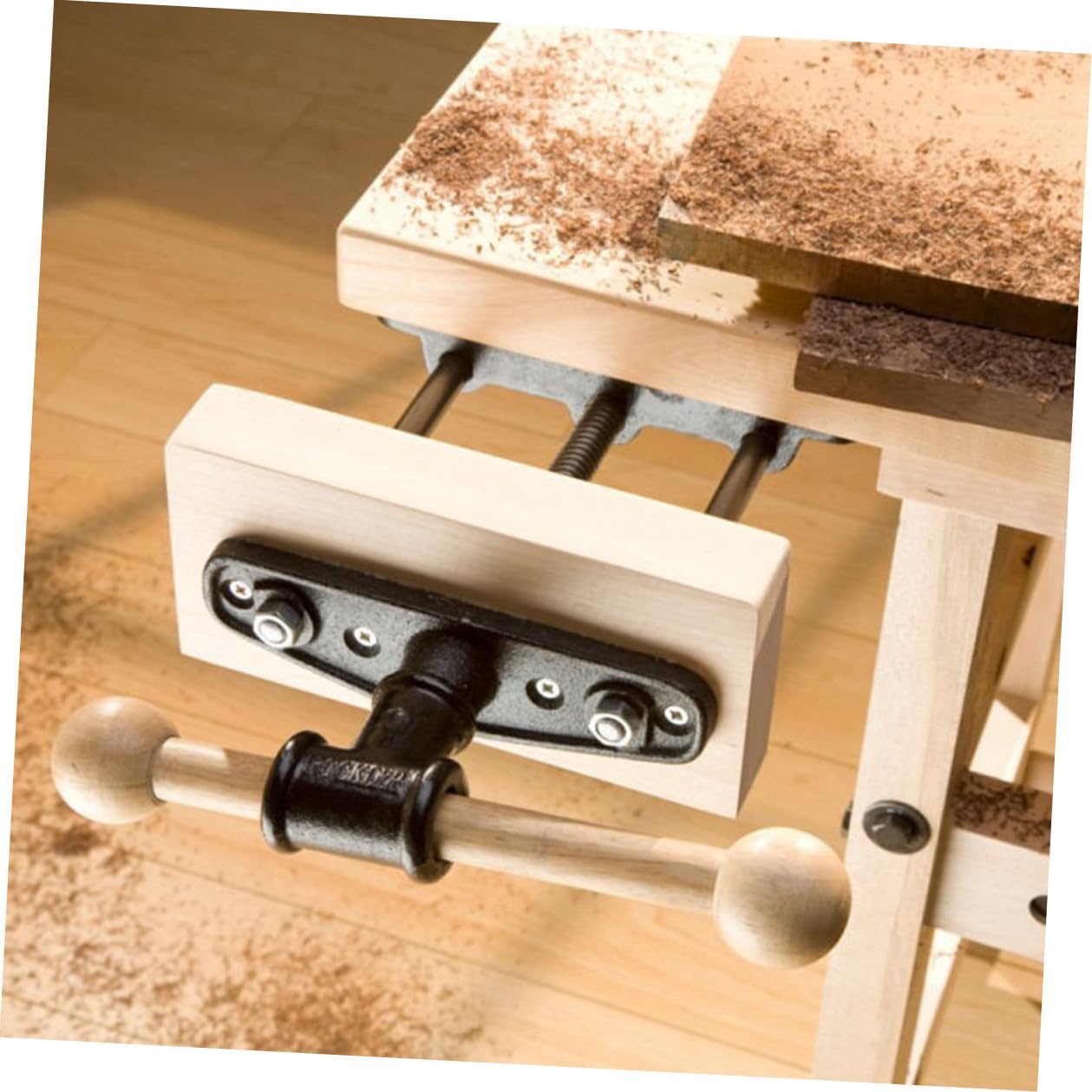 TEHAUX Woodworking Table Clamp 7-inch Lightweight Bench Vise with Connecting Rod Guide for DIY Woodworking and Household Workholding