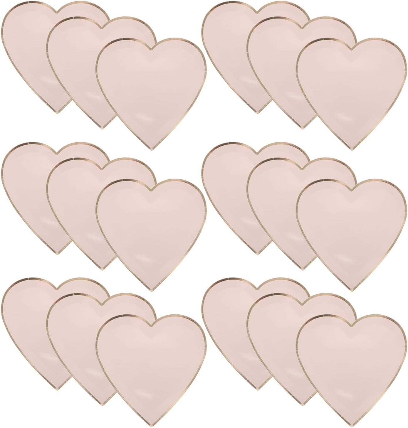 SEWACC 24pcs Heart Shaped Dessert Paper Plates 9-inch Pink Party Plates for Birthday Wedding Bridal Shower Valentine’s Day Celebration