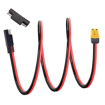 كابل تمديد XT60 12AWG 3.3 قدم SAE إلى XT60 شاحن كابل محول لوحة شمسية طقم موصل لمولد الطاقة الشمسية محطة الطاقة المحمولة مع محول SAE Polarity العكسي