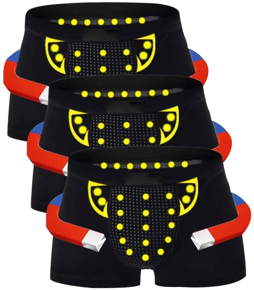 Wysokiej Jakości Męskie Bokser Bokser Magnetyczny Therapy Bawełniane Kryszki Elastyczny 3-Pack, Xxxl.(Size:XL)