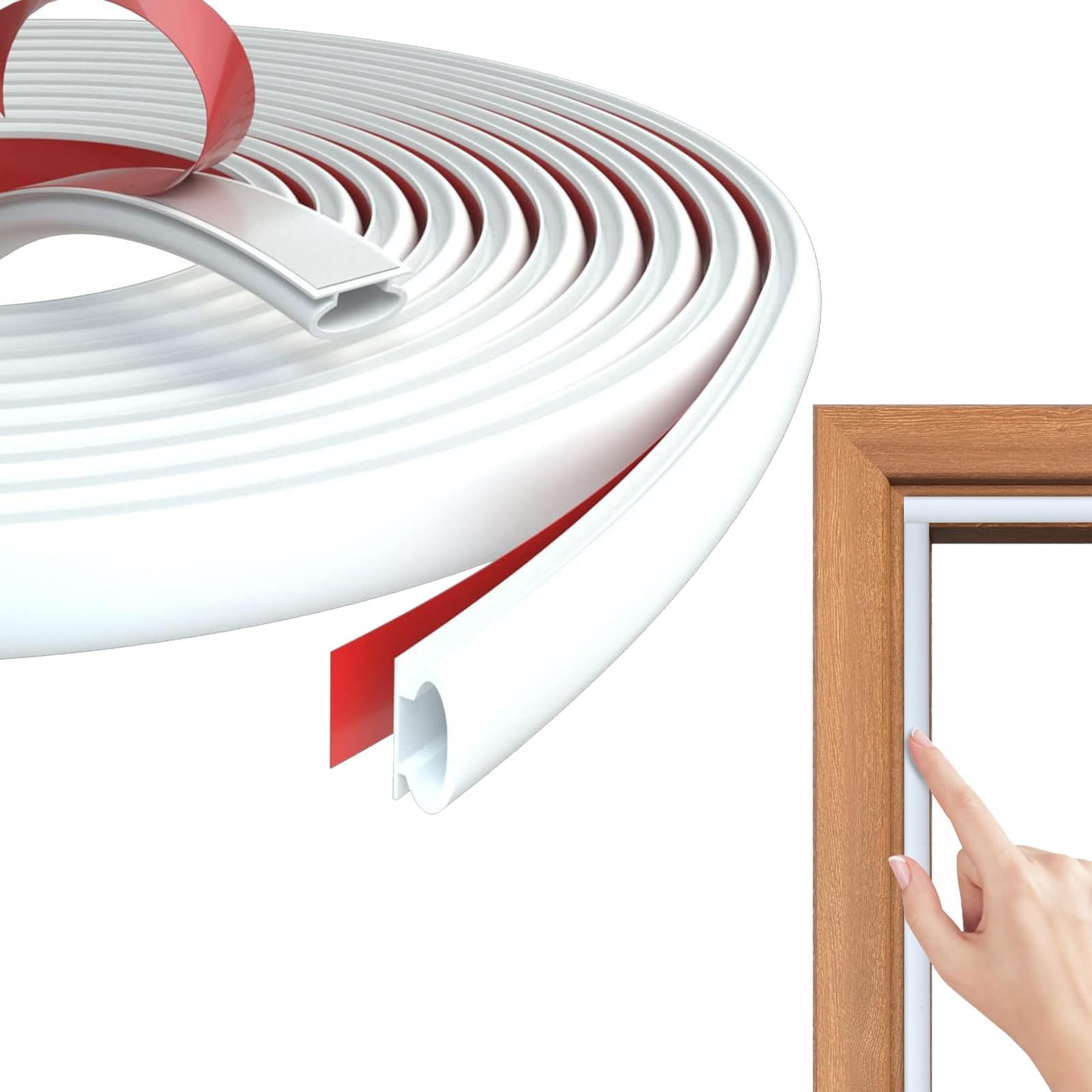 10 M Burlete Puerta Tiras SelladoVentana, Goma Burletes para Puertas de Entrada, Insonorizar Puerta Autoadhesivo Aislante Puertas de Entrada, Aluminio, Madera, Coche (blanco)