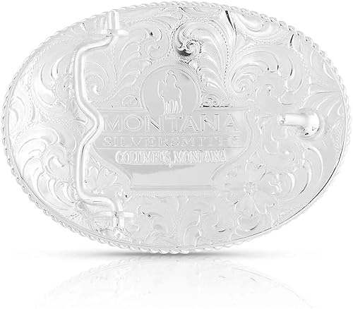 Miniatura 4 de Montana Silversmiths Hebilla de cinturón occidental con inicial grabada en plata y ribete dorado