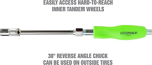 Vista 3 de OEMTOOLS 24413 Mandril de aire de doble pie, diseño de bloqueo de inclinación de conexión rápida, 1/4 NPT, accesorio de inflador de neumáticos