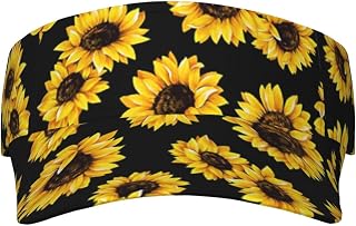 XIXIAN Sunflower Printed Adult Sunscreen Visor Cap Lightweight and Breathable Adult Sun Visor Empty top hat Versatile Outdoor hat Black