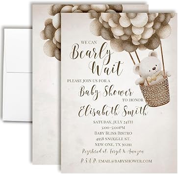 Amanda Creation Custom Baby Shower Invites Tan Teddy Bear Baby Shower Invitation 20 5x7 Custom Personalized Invitations With Envelopes