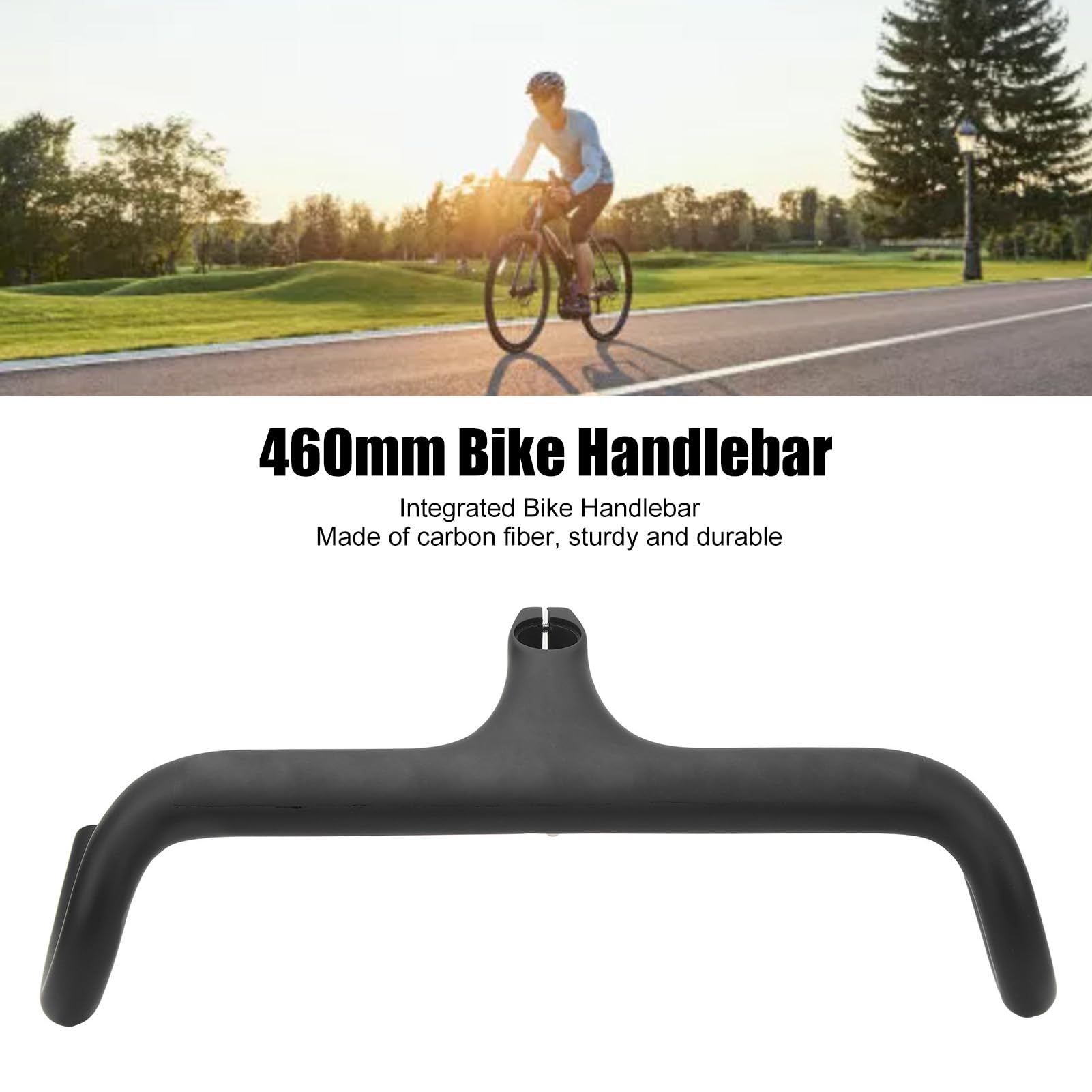 Manillar de Bicicleta de Fibra de Carbono de 460 Mm, Manillar de Bicicleta de Montaña de Carretera Integrado con Vástago de 90 Mm, para Actualización de Reemplazo