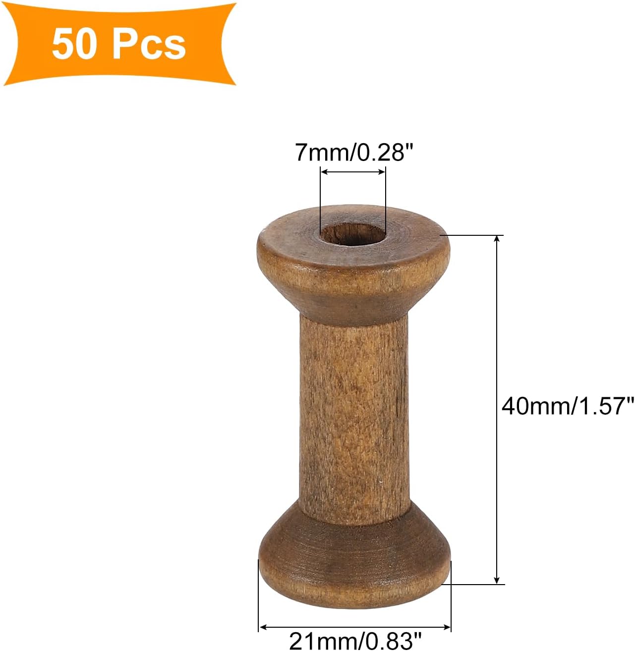 uxcell 50Pcs Wooden Empty Spool, 0.8" x 1.6" Unfinished Wooden Spools Wire Weaving Bobbins Empty Thread Spools for Crafts DIY Art Embroidery Sewing Thread Twine, Camel