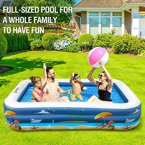 Inflatable Swimming Pool For Family, Funavo 100" X 71" X 22" Full-Sized Inflatable Kiddie Pools, Lounge Pool For Baby Toddlers Kids Adults, Outdoor Backyard Blow Up Pool, Electric Pump Included #TOP4