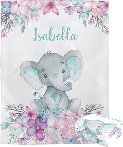 Miniatura 24 de Manta de bebé personalizada con nombre, mantas de bebé de elefante personalizadas para niñas, regalos de bebé, productos para bebés, mantas súper