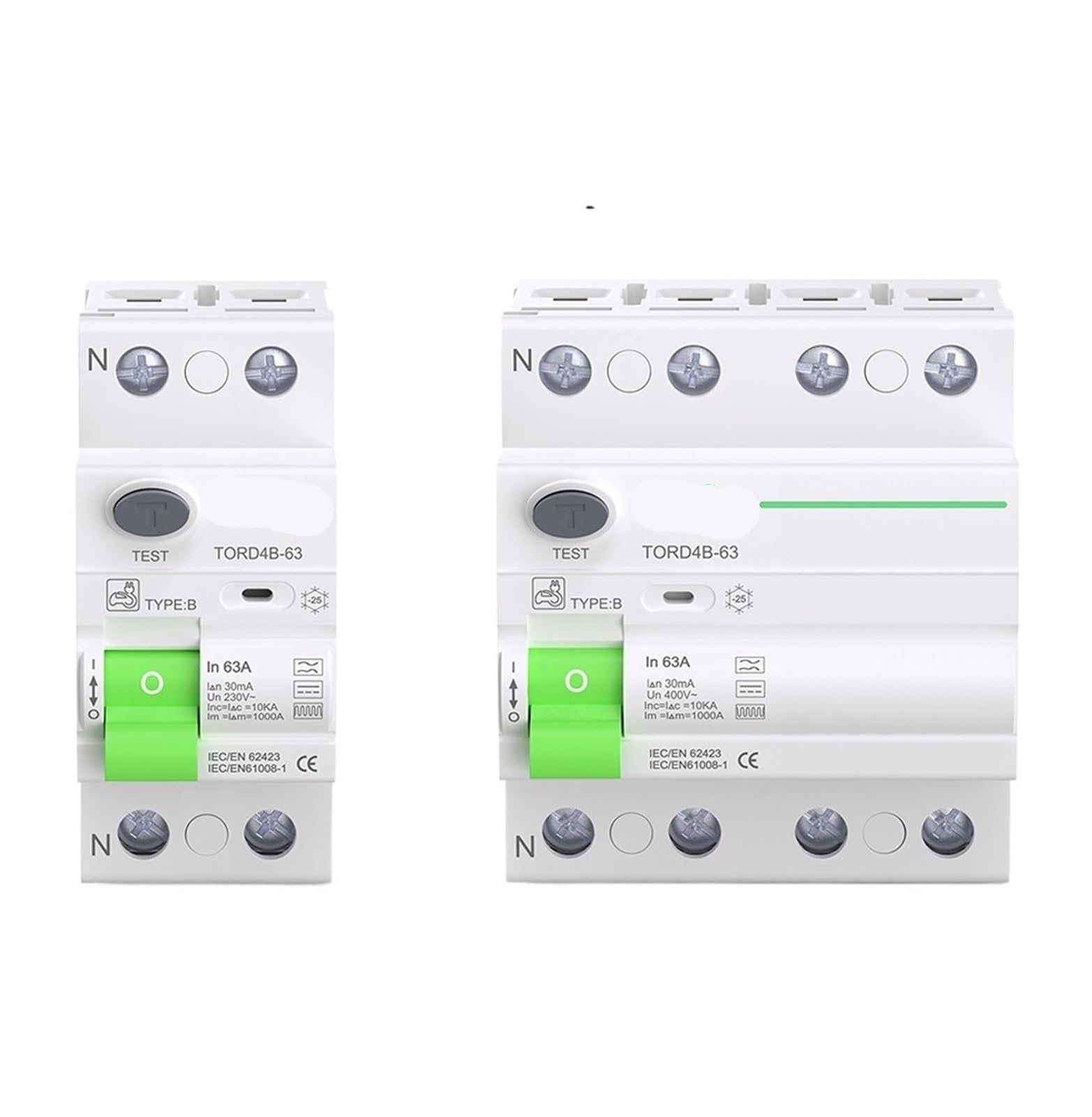 RCD RCCB Type B Earth Leakage Residual Current Circuit Breaker Evse 2P 4P AC 40a 63a 30ma 100ma 300ma 10KA Din Rail 230V(25A,2 Pole 30 mA)