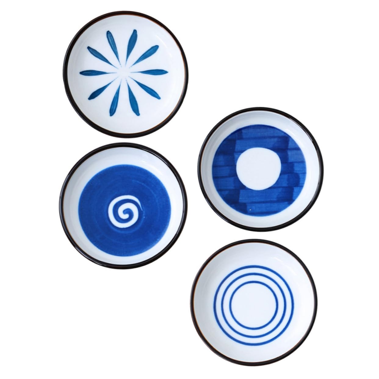 FUNOMOCYA 4pcs Assorted Sauce Containers Delicate Ceramic Dishes for Seasonings Salt Vinegar Sugar Salads Snacks for Housewarming