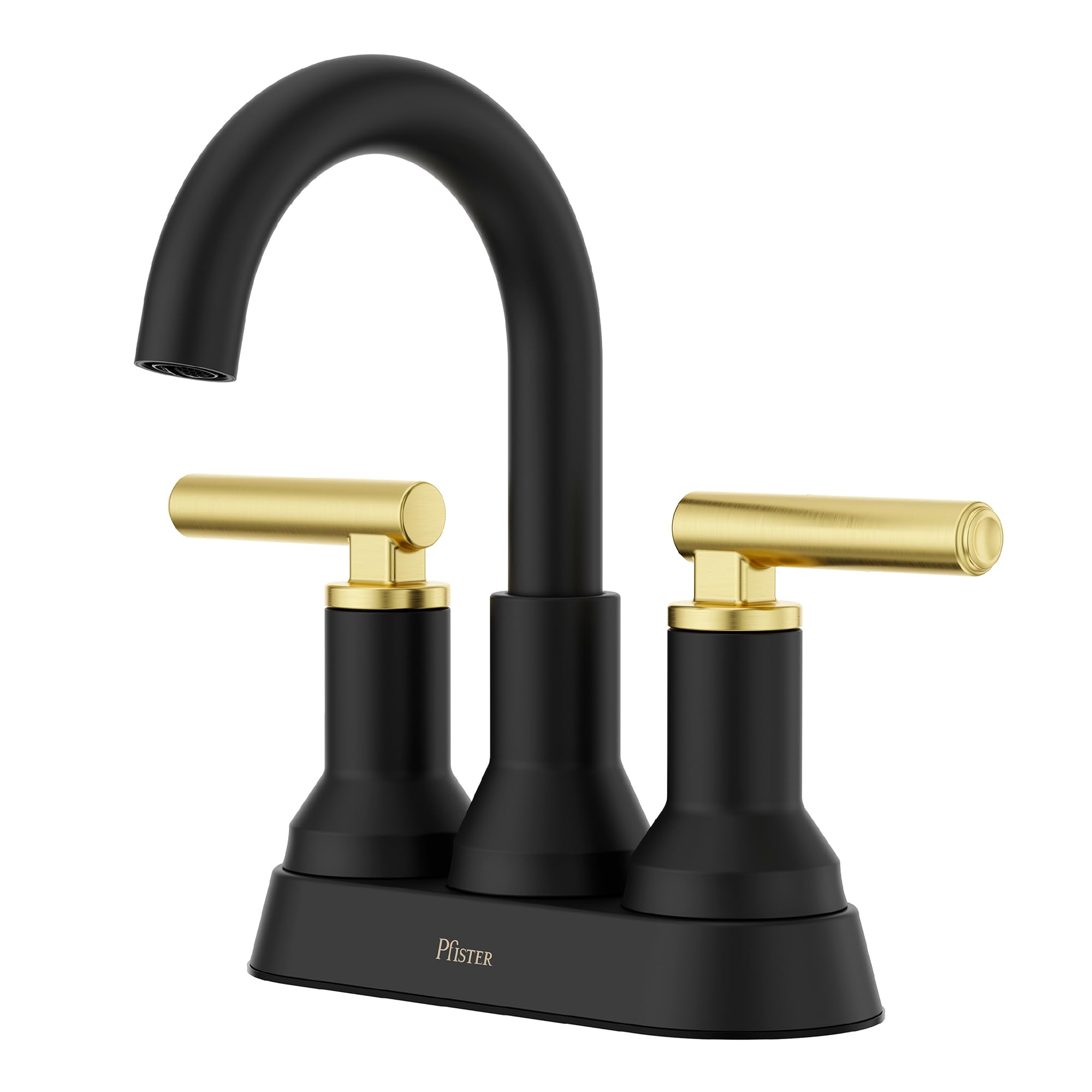 Pfister Capistrano Bathroom Sink Faucet, 4-Inch Centerset, 2-Handle, 3-Hole, NSF Certified, Matte Black and Brushed Gold Finish, LF048CSOBBG