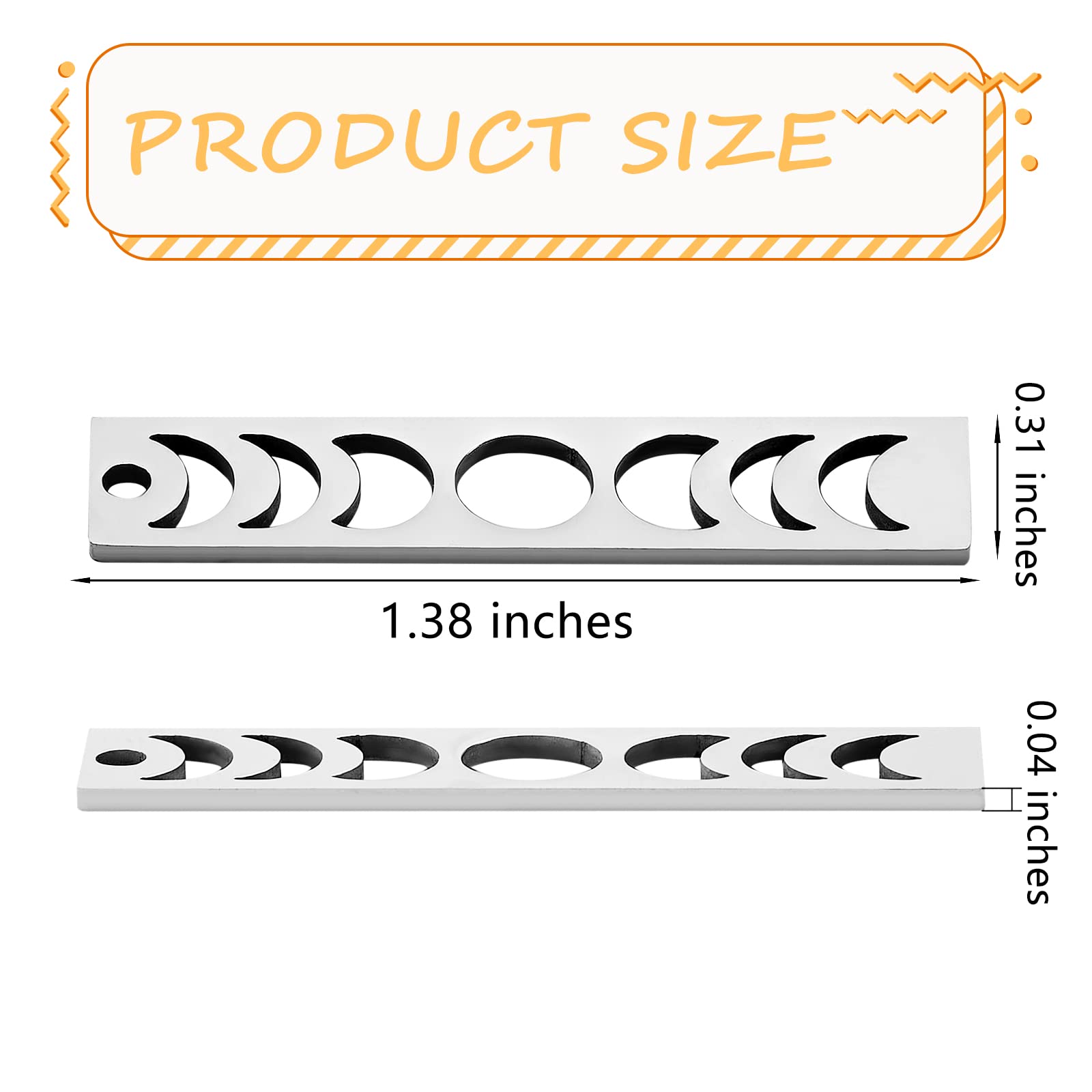 COGCHARGER 5 Pcs Moon Phase Charms Crescent Moon Bar Charms Pendants Stainless Steel Metal Rectangle Moon Pendant Charms for Jewelry Necklace Bracelet Making - Image 2