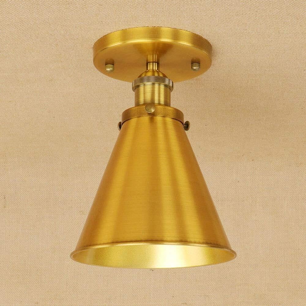 Industrial Vintage Loft Style Ceiling Lamp Iron RH Retro Plating Chromium E27 Ceiling Lights Fixtures for Home Lighting Stairs (Color : Gold)