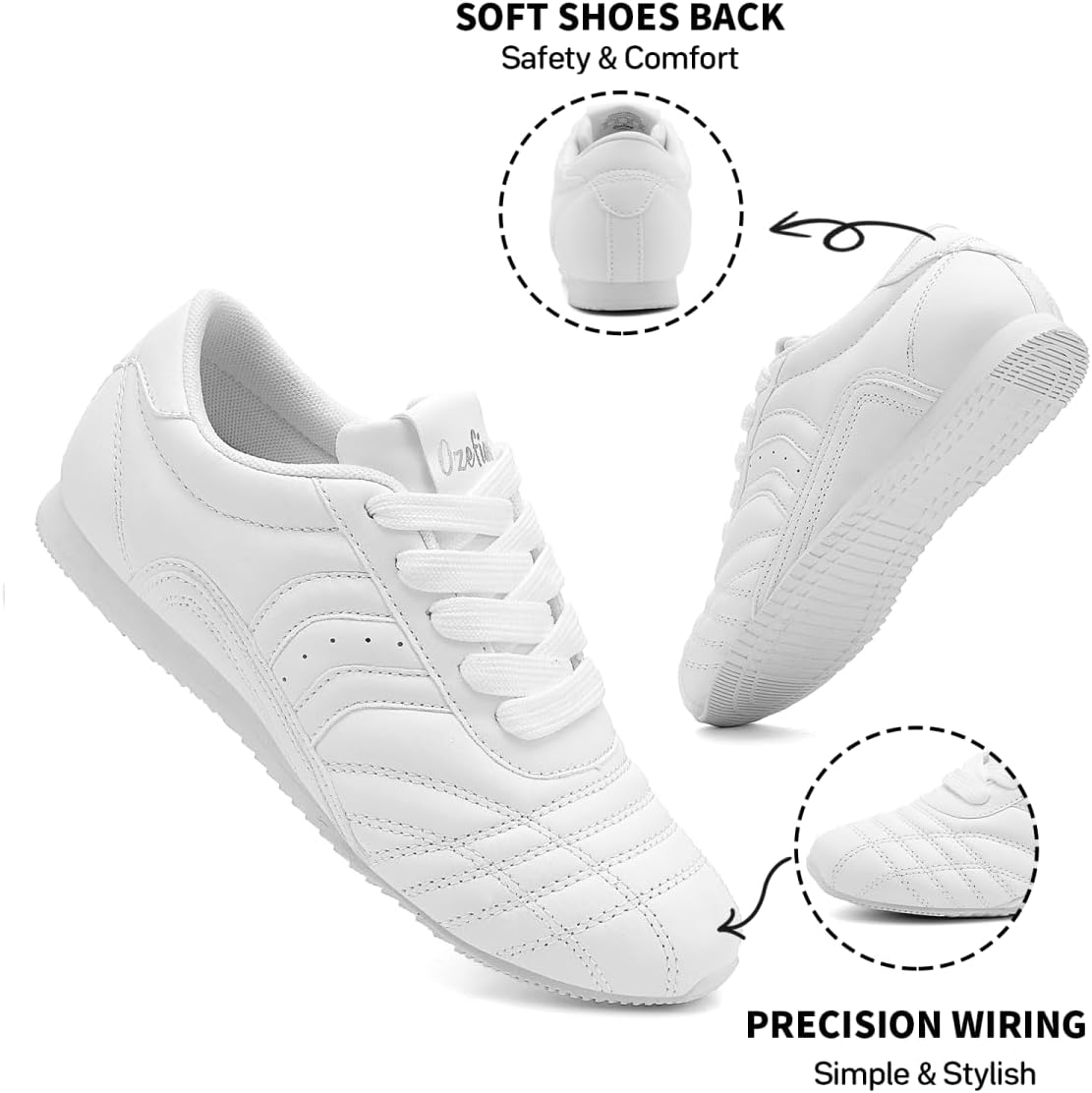 Women's White Shoes Leather Tennis Sneakers Comfort Casual Walking Shoes Lightweight Fashion Lace Up Work Shoes